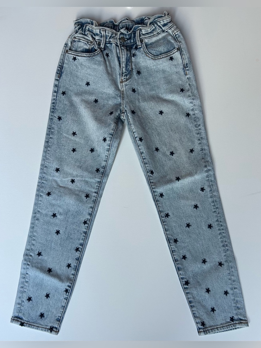 Driftwood "Elon" Star Embroidered Paper Bag Waist High-Rise Skinny Jeans Size 25